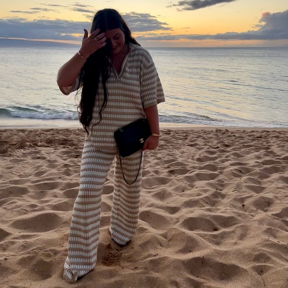 Sabo Skirt Tan and White Wide Leg Jumpsuit - Picture 7 of 7